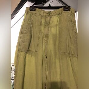 Women’s ZARA Casual Linen Cargo Green Pants